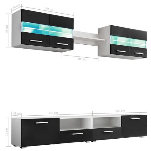 TV-møbelsæt i 5 dele med LED-lys højglans sort