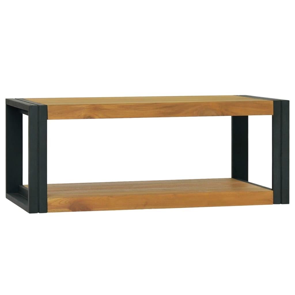 vidaXL væghængt badeværelsesskab 90x45x35 cm massivt teaktræ