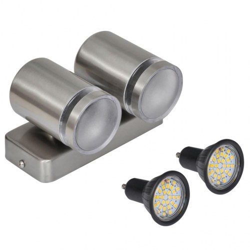 LED væglampe i rustfrit stål - nedadrettet keglehoved, IP44, GU10