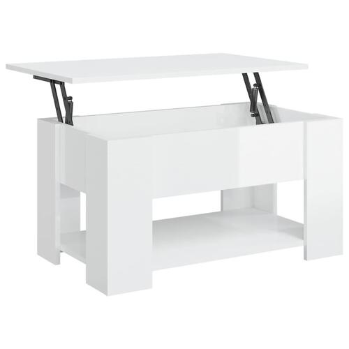 Sofabord 79x49x41 cm konstrueret træ hvid højglans