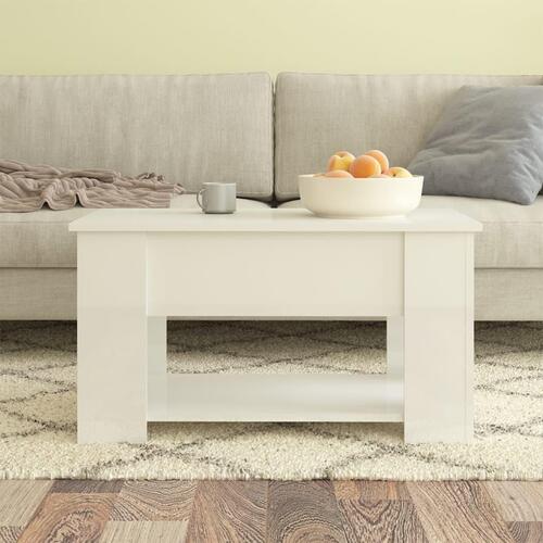 Sofabord 79x49x41 cm konstrueret træ hvid højglans