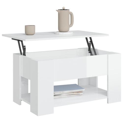 Sofabord 79x49x41 cm konstrueret træ hvid højglans