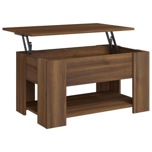 Sofabord 79x49x41 cm konstrueret træ brun egetræsfarve