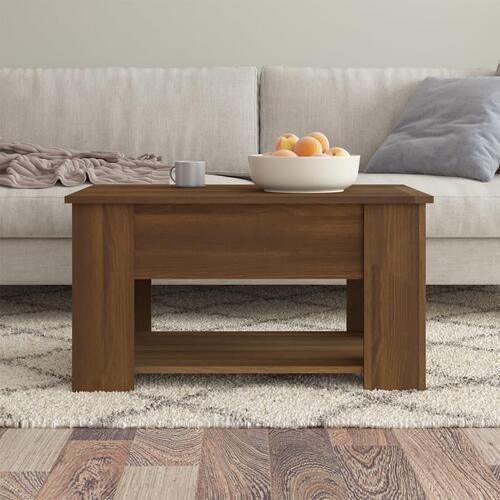 Sofabord 79x49x41 cm konstrueret træ brun egetræsfarve