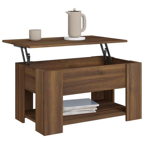 Sofabord 79x49x41 cm konstrueret træ brun egetræsfarve