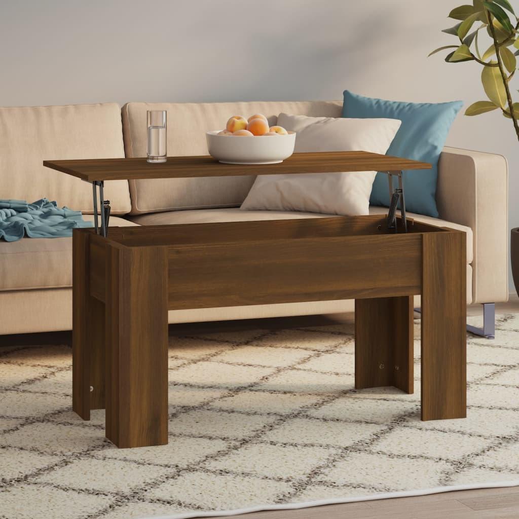 Sofabord med løftetop 101 x 49 x 52 cm i konstrueret træ - brun egetræsfarve
