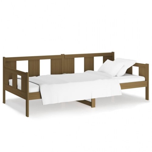 Daybed 90x200 cm massivt fyrretræ gyldenbrun