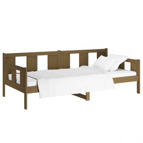 Daybed 90x200 cm massivt fyrretræ gyldenbrun