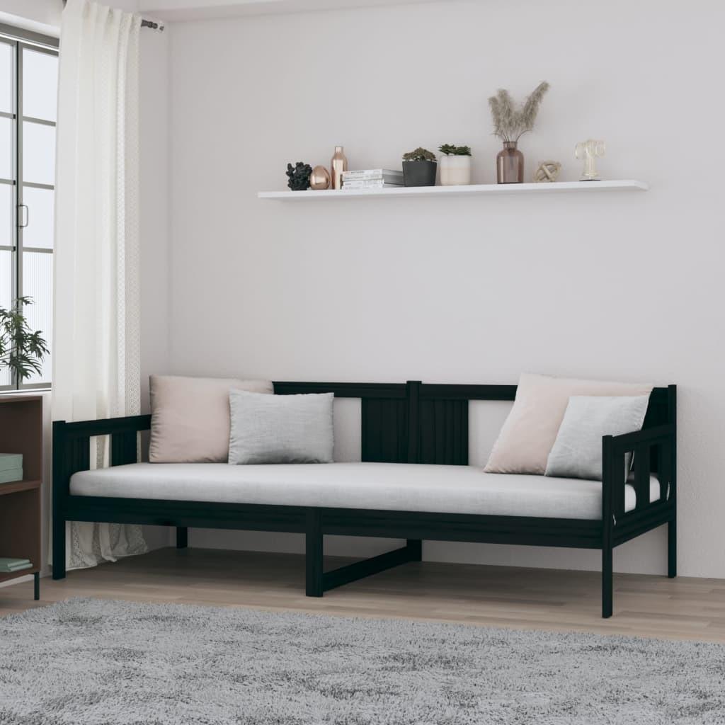 Daybed 90x200 cm massivt fyrretræ sort