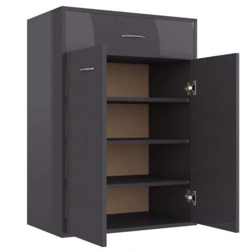 Skoskab 60x35x84 cm konstrueret træ grå højglans