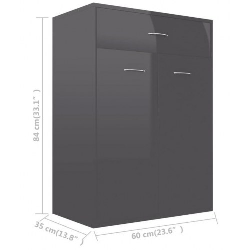 Skoskab 60x35x84 cm konstrueret træ grå højglans