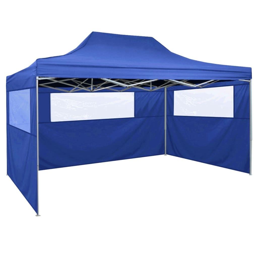 Foldbart telt med 3 vægge 3 x 4,5 m blå