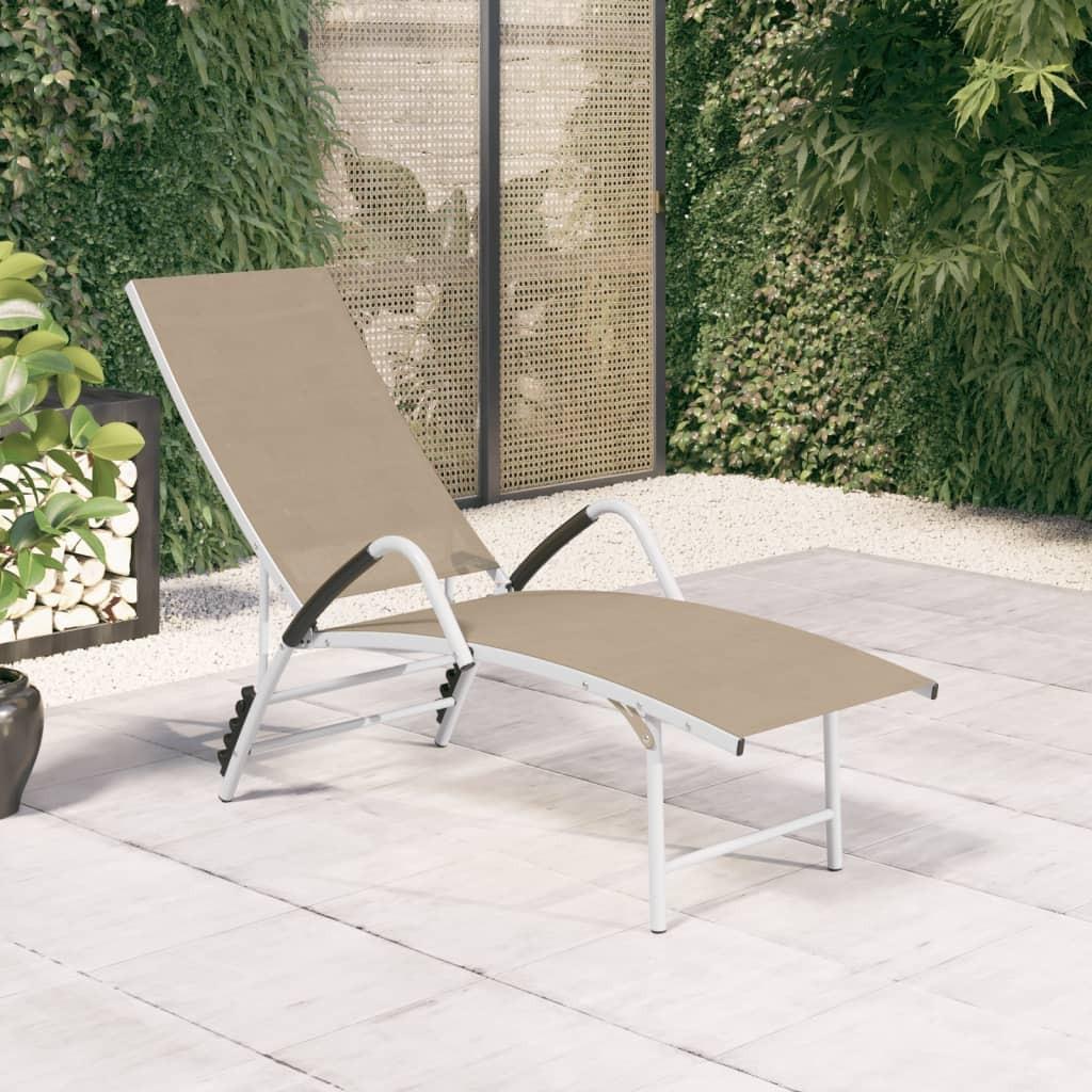 Justerbar liggestol i textilene og aluminium - cremefarvet