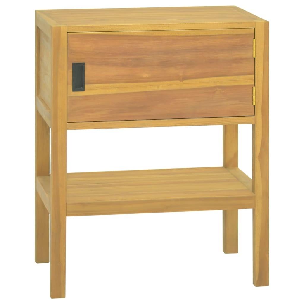 Badeværelsesskab 60×40×75 cm i massivt teaktræ - åben hylde og låge