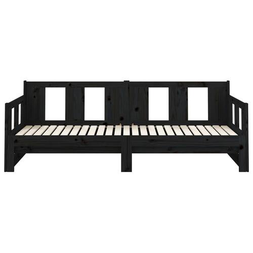 Daybed med udtræk 2x(90x200) cm massivt fyrretræ sort