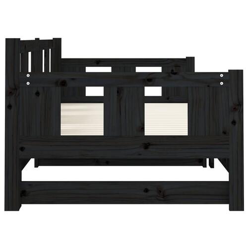 Daybed med udtræk 2x(90x200) cm massivt fyrretræ sort