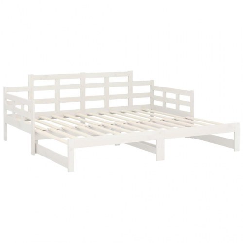 Daybed med udtræk 80 x 200 cm i massivt fyrretræ - hvid