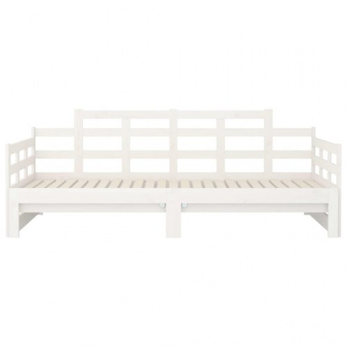 Daybed med udtræk 80 x 200 cm i massivt fyrretræ - hvid