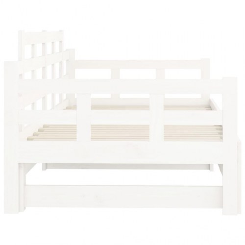 Daybed med udtræk 80 x 200 cm i massivt fyrretræ - hvid