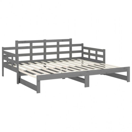 Daybed med udtræk 2x(80x200) cm massivt fyrretræ grå
