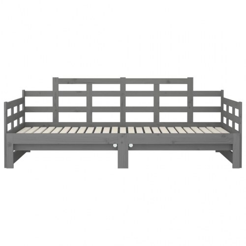 Daybed med udtræk 2x(80x200) cm massivt fyrretræ grå
