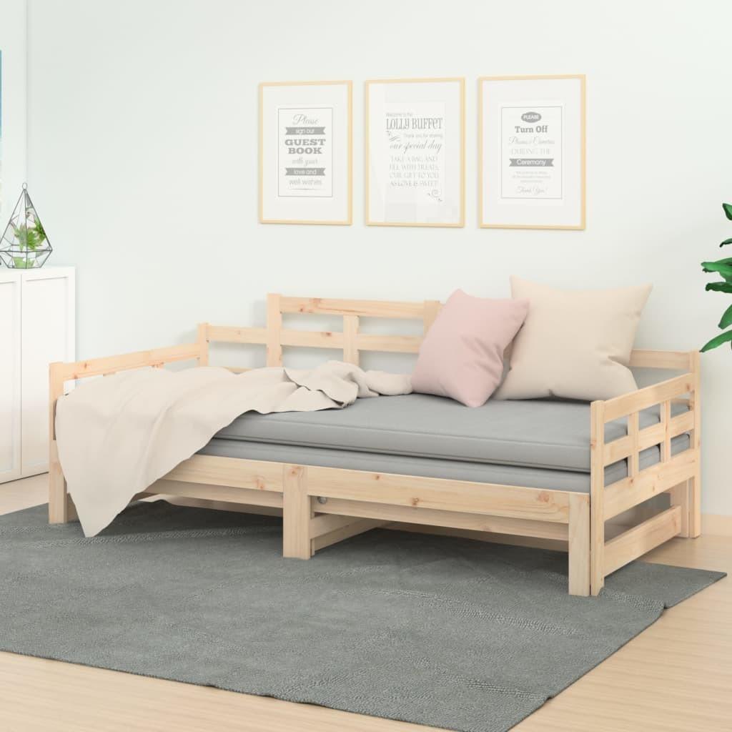 Daybed Med Udtræk 2x90x190 Cm Massivt Fyrretræ