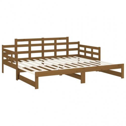 Daybed med udtræk 2x(90x190) cm - massivt fyrretræ, gyldenbrun