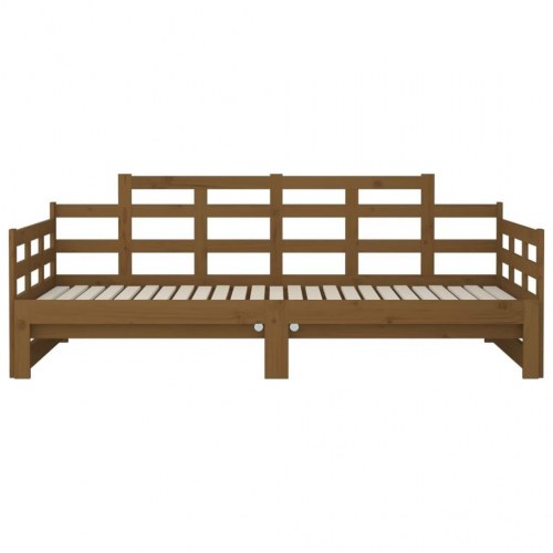 Daybed med udtræk 2x(90x190) cm - massivt fyrretræ, gyldenbrun