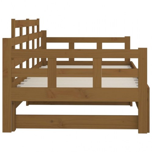 Daybed med udtræk 2x(90x190) cm - massivt fyrretræ, gyldenbrun