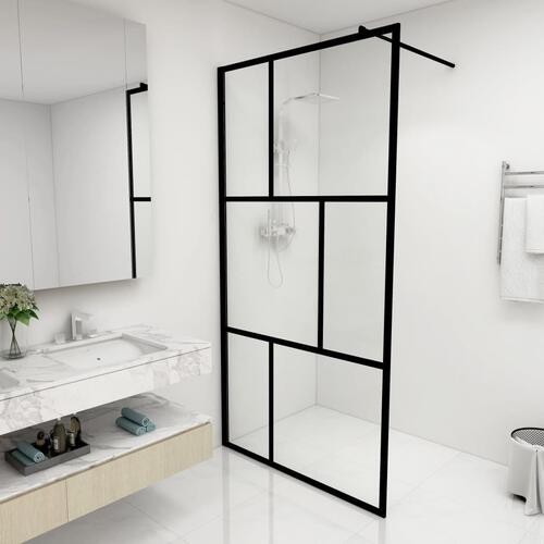 Bruseafskærmning 100x195 cm hærdet glas sort