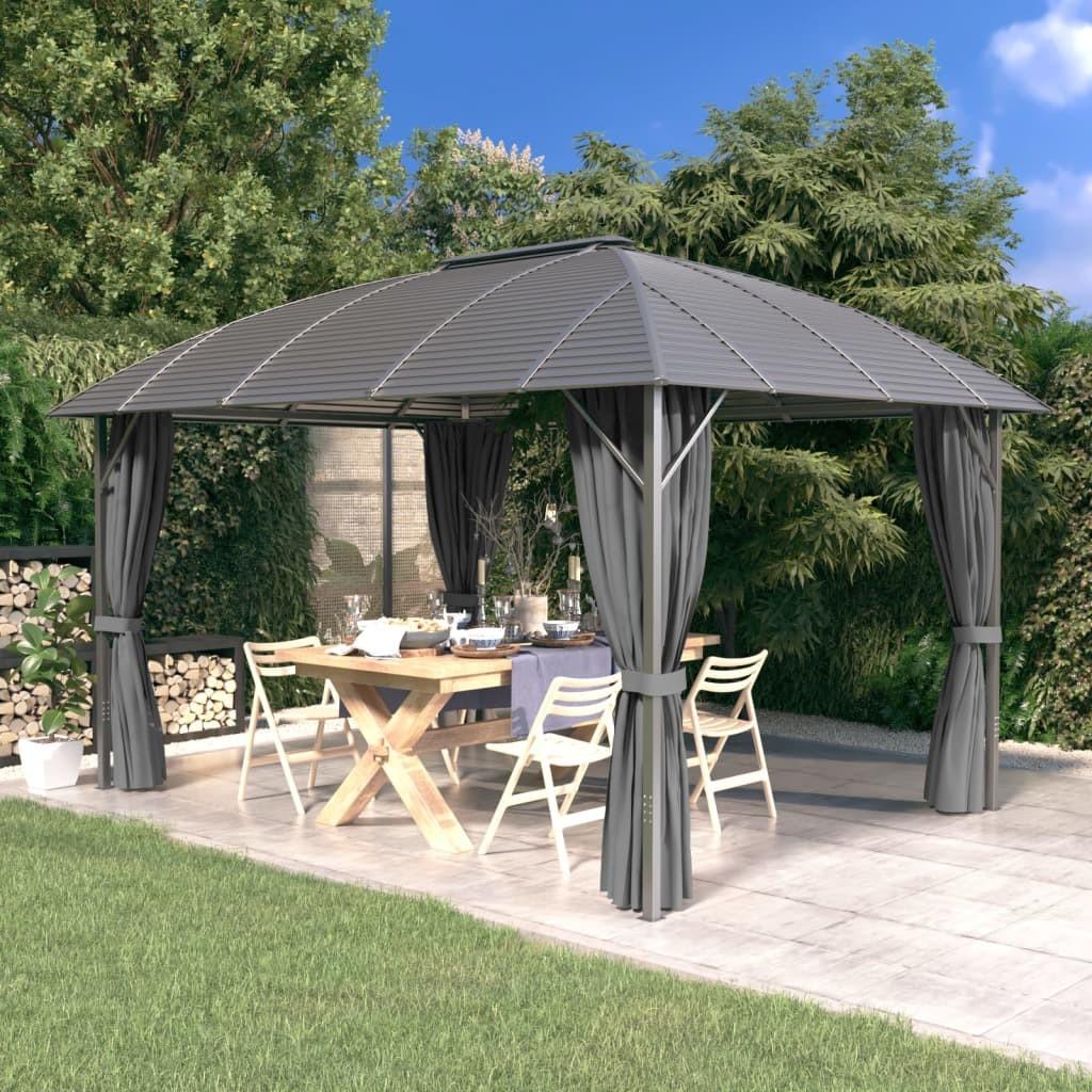 Pavillon med sidevægge og buet tag 3x4 m antracitgrå