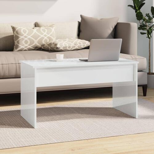 Sofabord 102x50,5x52,5 cm konstrueret træ hvid højglans