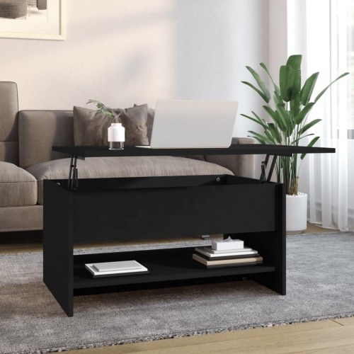 Sofabord med løftbar bordplade 80 x 50 x 40 cm i sort konstrueret træ