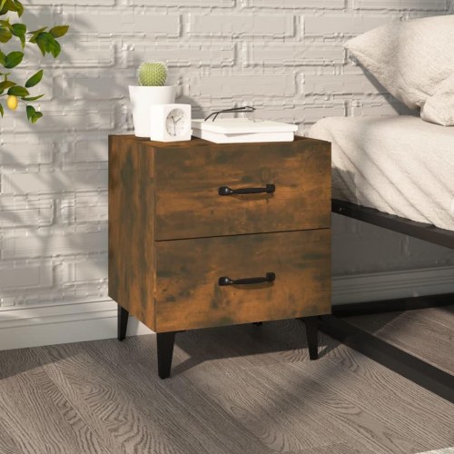 Sengebord med 2 skuffer 40 x 35 x 47,5 cm - røget egetræsfarve