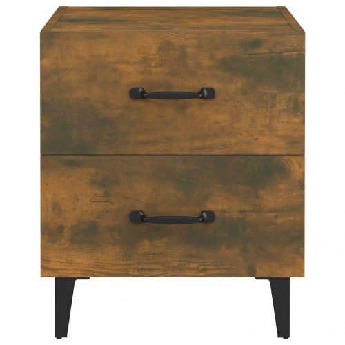 Sengebord med 2 skuffer 40 x 35 x 47,5 cm - røget egetræsfarve