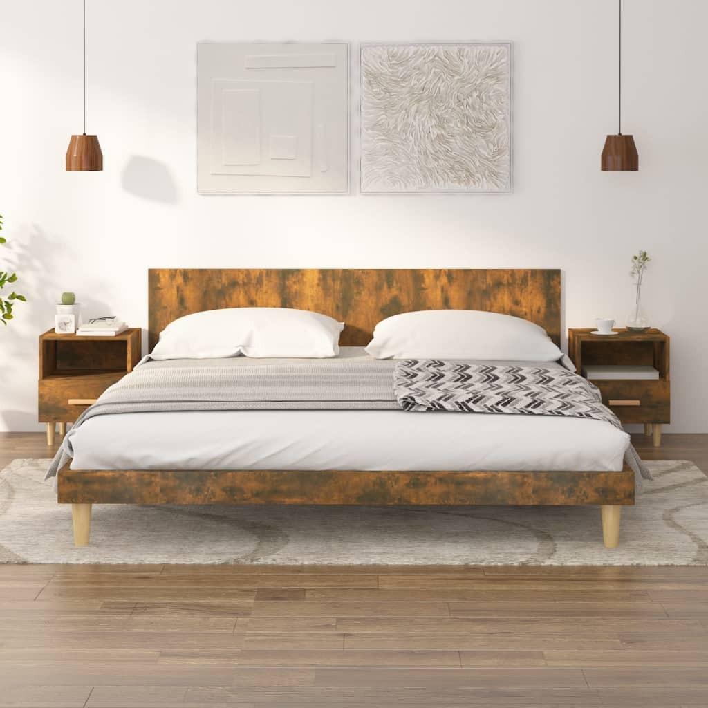 vidaXL sengeborde 2 stk. 40x35x47 cm røget egetræsfarve