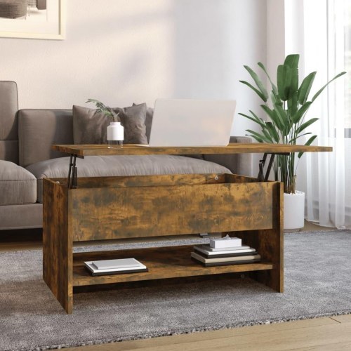 Sofabord med løftelåg 80×50×40 cm - konstrueret træ, røget egetræsfarve