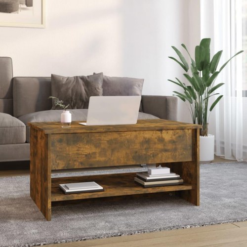 Sofabord med løftelåg 80×50×40 cm - konstrueret træ, røget egetræsfarve
