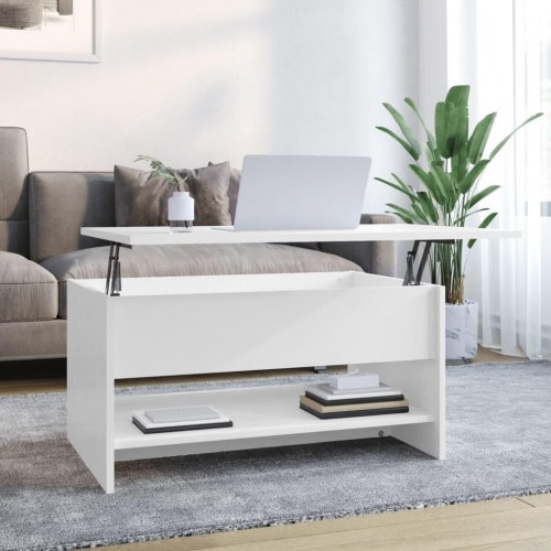Sofabord med løftelåg 80 × 50 × 40 cm - hvid højglans