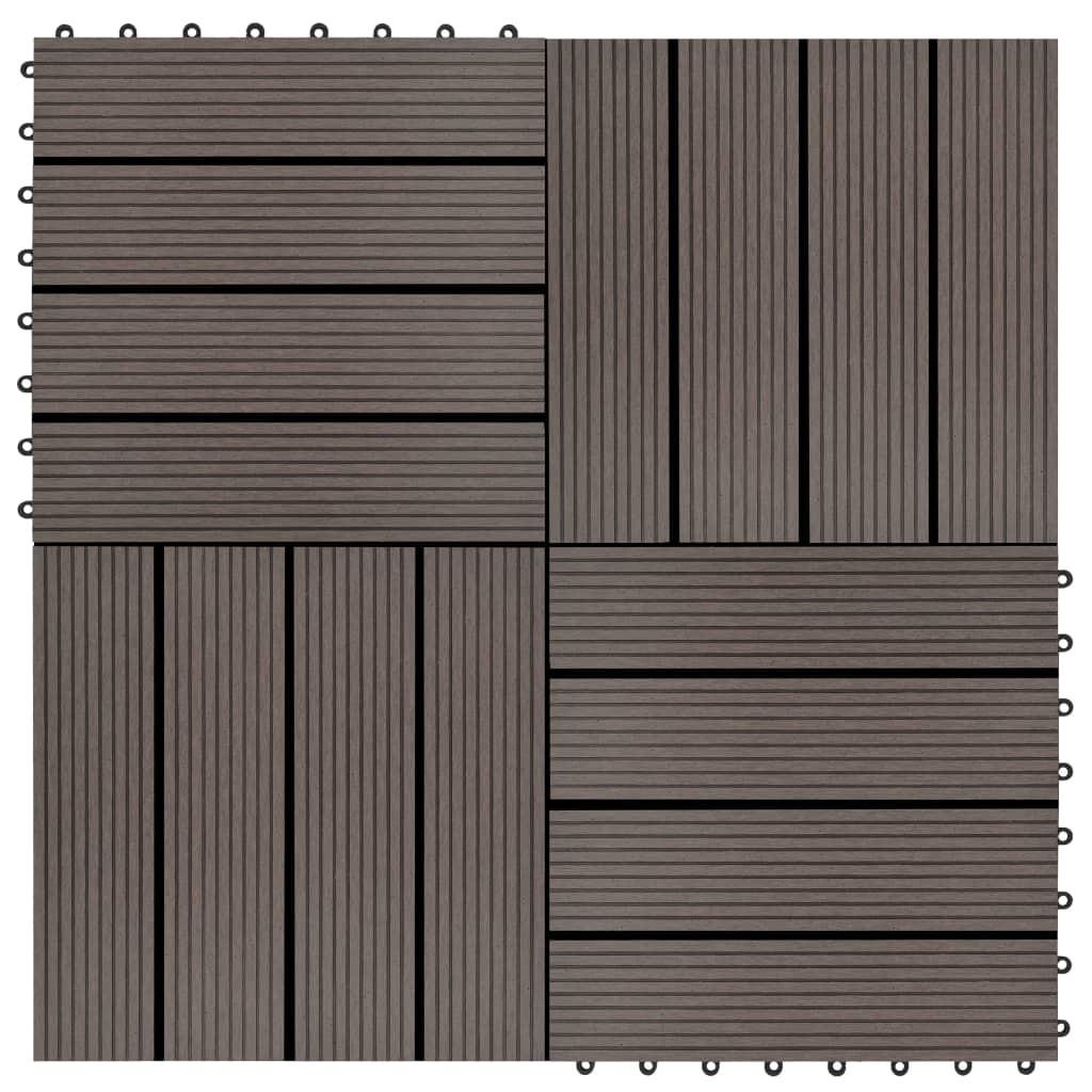 Terrassefliser 11 stk. WPC 30 x 30 cm 1 m2 mørkebrun