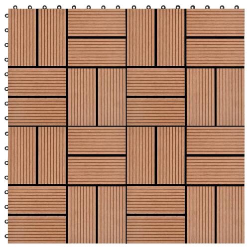 Terrassefliser 11 stk. WPC 30 x 30 cm 1 m2 brun