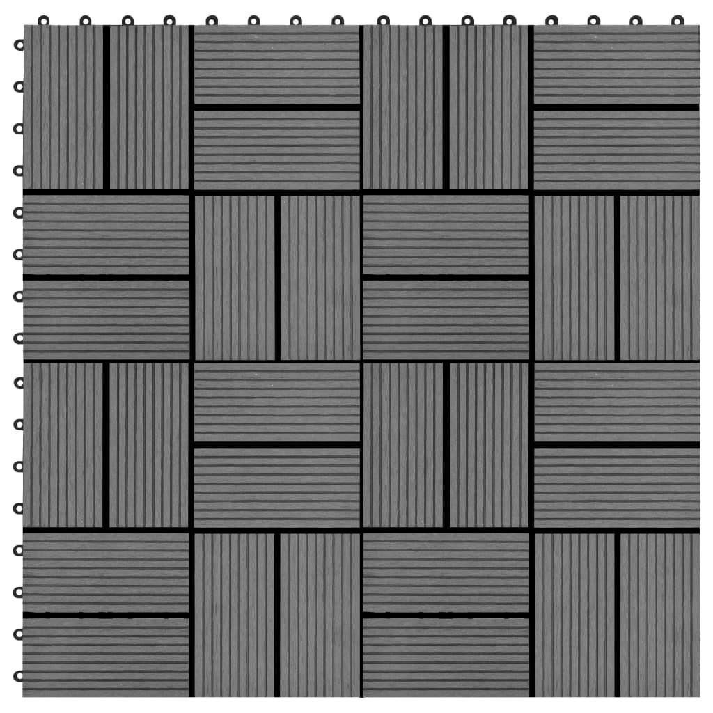 Terrassefliser 11 stk. WPC 30 x 30 cm 1 m2 grå