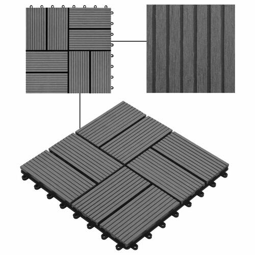 Terrassefliser 11 stk. WPC 30 x 30 cm 1 m2 grå