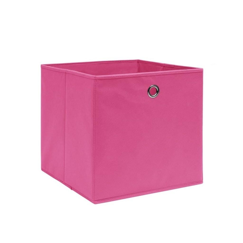Opbevaringskasser 10 stk. 28x28x28 cm uvævet stof lyserød