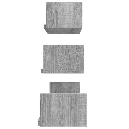 Væghylder 3 stk. konstrueret træ grå sonoma-eg