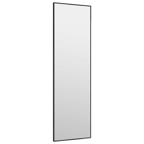 Dørspejl 30x100 cm glas og aluminium sort