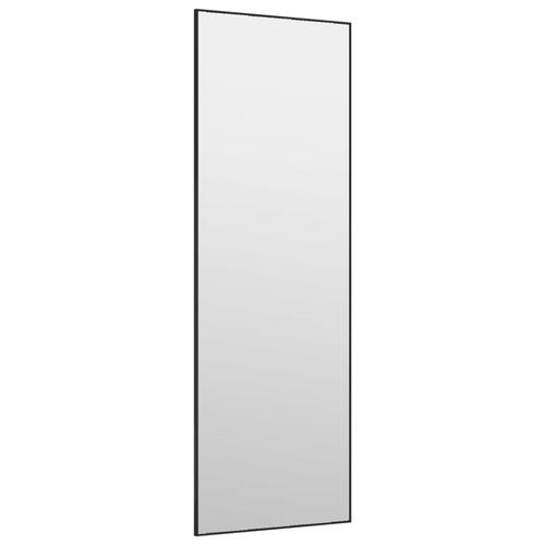 Dørspejl 40x100 cm glas og aluminium sort