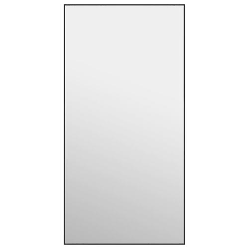 Dørspejl 50x100 cm glas og aluminium sort