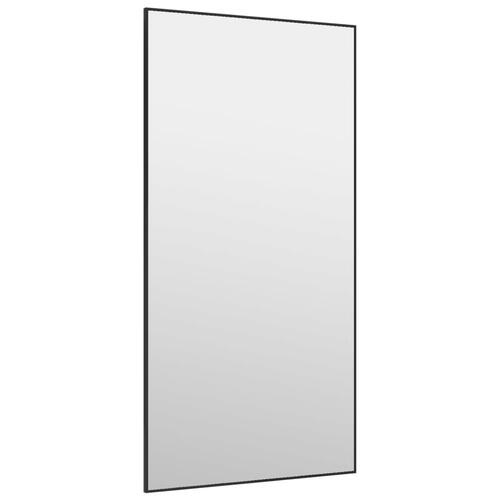 Dørspejl 50x100 cm glas og aluminium sort