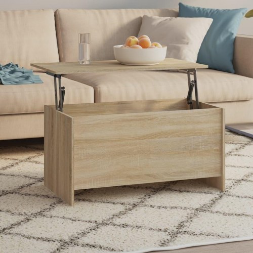 Sofabord med løftetop 102 × 55,5 × 52,5 cm - konstrueret træ i sonoma-eg